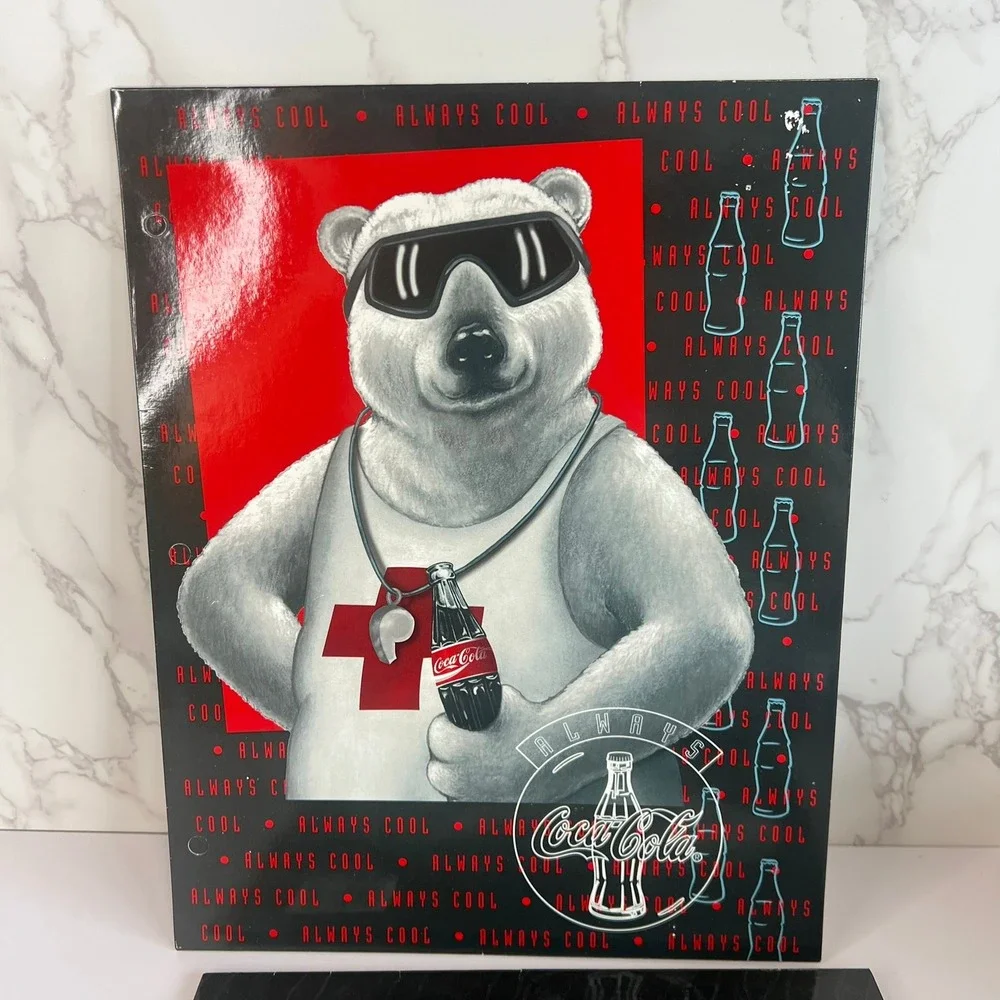 Vintage 1995 Coca-Cola Polar Bear Always‎ Cool Folders Set of 3 Y2K 3-Hole Punch